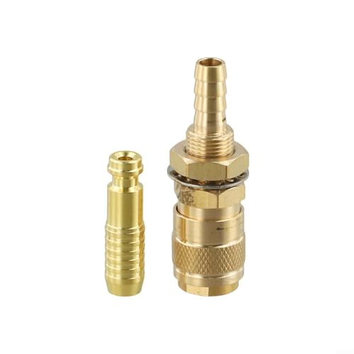 Vasiumic Messing Gas & Wasser Schnellverbinder 10 mm Innendurchmesser Rohr mit Schlauch Schnellanschluss für WIG-Schweißmaschinen Modelle 12 18 20 27 Metall (gelb) von Vasiumic
