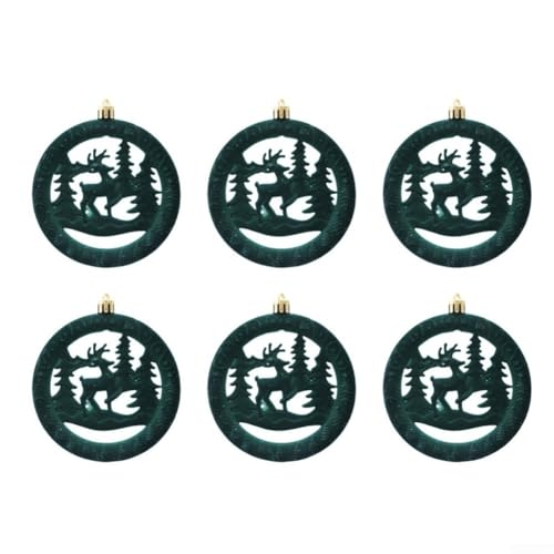 Vasiumic Samt-Rentier-Weihnachtsbaumschmuck-Set, 6 Stück in Grün, Weiß, Rot, 10 x 10 cm, festliche Feiertagsdekorationen für Zuhause oder Geschäft (grün) von Vasiumic