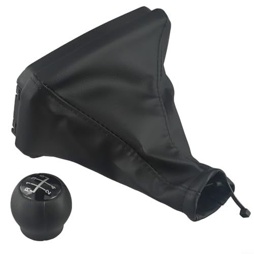 Vasiumic Schaltgetriebe 5-Gang-Schaltknauf mit Gamasche für Opel Meriva A 2003-2005 2007-2010 Schwarz Kunststoff Leder Ersatzteile Autoteile von Vasiumic