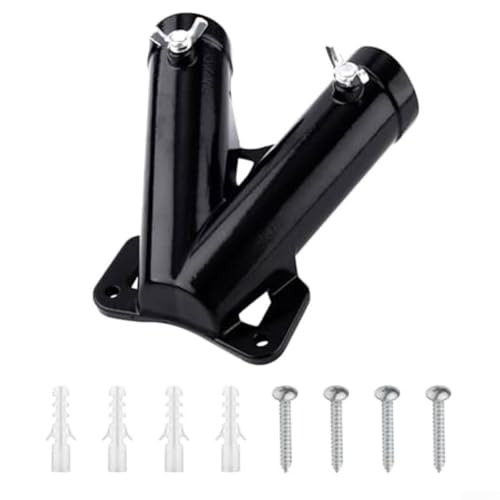 Vasiumic V-förmige Doppel-Fahnenmast-Halterung, robuste Aluminium-Legierung, Outdoor-Flaggenhalterung mit Dehnungsrohren und verzinkten Schrauben, für Garten, Veranda oder Camping (schwarz) von Vasiumic