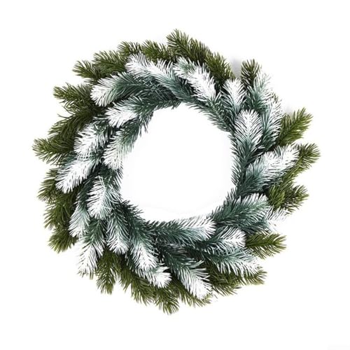 Vasiumic Weihnachtskranz rund grün künstliche PVC-Girlande Urlaub Türdekoration für Haustür draußen Zuhause festliche saisonale Dekoration Wand Fenster Kamin Display (37 cm) von Vasiumic