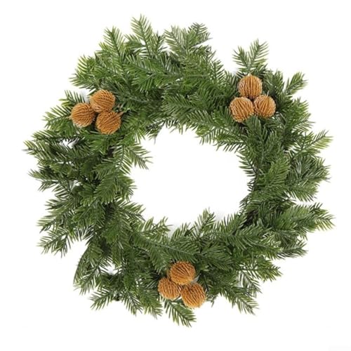 Vasiumic Weihnachtskranz rund grün künstliche PVC-Girlande Urlaub Türdekoration für Haustür draußen Zuhause festliche saisonale Dekoration Wand Fenster Kamin Display (40 cm) von Vasiumic