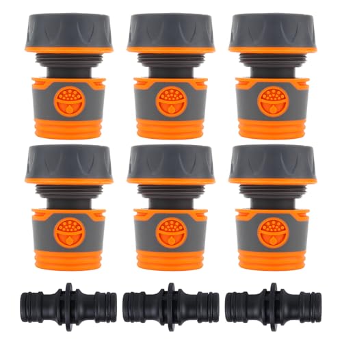 Vaskula 6 Stück Schlauchverbinder 1/2 zoll mit 9 Stück Schlauchkupplung Verbindung Zwischen Schlauchkopf und Ende Gardena Schlauchverbinder für Landwirtschaft Garten Rasenbewässerung von Vaskula