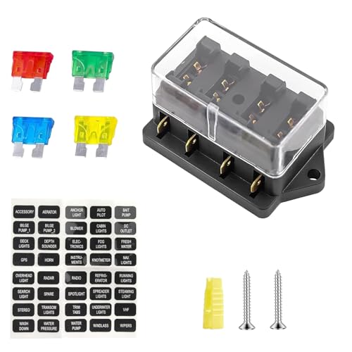 Vaskula Kfz Sicherungshalter 4-Fach Sicherungshalter Flachsicherung Sicherungskasten 12v mit 4 pcs Standard Flachsicherungen für Sicherungshalter Kfz Auto Boot Boot Wohnmobil Vaskula Kfz Sicherungshalter 4-Fach Sicherungshalter Flachsicherung Sicherungskasten 12v mit 4 pcs Standard Flachsicherungen für Sicherungshalter Kfz Auto Boot Boot Wohnmobil von Vaskula