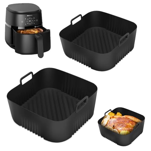 2 StüCk Airfryer Silikonform fur Philips Airfryer 4,1L (HD9252, HD9200, HD9255, NA229) Air Fryer Silikon Einsatz Silikonform HeißLuftfritteuse Wiederverwendbar Anstelle Backpapie Airfryer Philips von Vasmeiy
