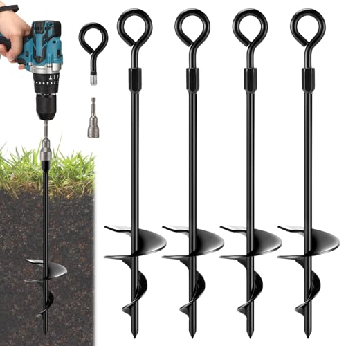 Vasmeiy 4 Set Trampolin Bodenanker, für Spiral Earth Anchors for Camping, Zelte, Schaukeln, Vordächer, Trampoline, Shed, Heavy Duty Trampolin Anchor, Resistant Strong Wind, Adapter enthalten Vasmeiy 4 Set Trampolin Bodenanker, für Spiral Earth Anchors for Camping, Zelte, Schaukeln, Vordächer, Trampoline, Shed, Heavy Duty Trampolin Anchor, Resistant Strong Wind, Adapter enthalten von Vasmeiy