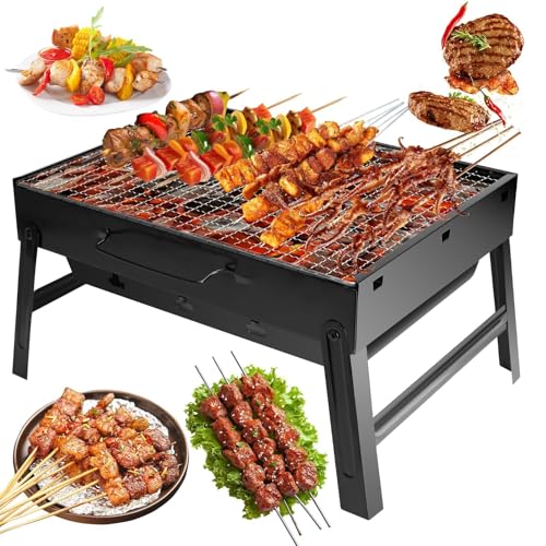 Vasmeiy Holzkohlegrills,Tragbarer Grill,Abnehmbare BBQ Grills,tragbar y klappbar, 43cm x 29cm x 22cm, Kleiner Grill für Picknick,Terrasse,Garten,Reisen,Camping von Vasmeiy
