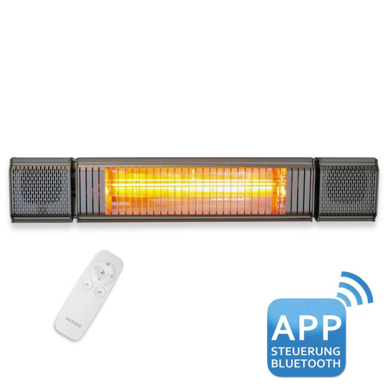 VASNER Appino BEATZZ Bluetooth Infrarot-Heizstrahler mit Musik Box 2000 W Grau von Vasner