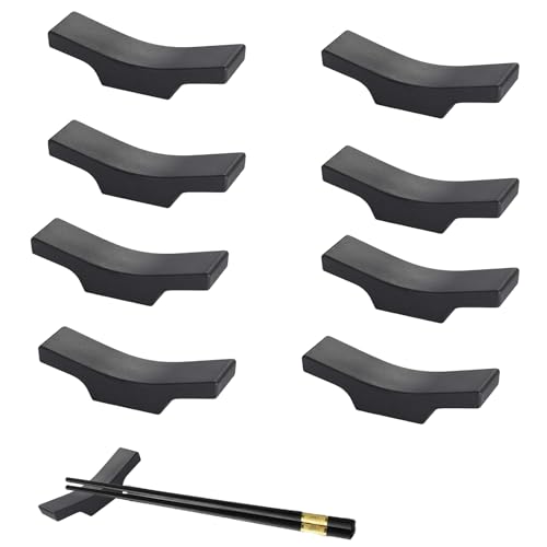 10 Stück Essstäbchen Ablagen, Legierung Essstäbchen Halterung, Fallfest Stäbchen Halter, für Tisch Besteck Set, Restaurants Zubehör（Schwarz） von Vastsea