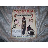 Ca. 1970 Ande Rooney Emaille Auf Stahl Antike Reproduktion Advertising Sign Für Columbia Double - Disc Records von VastVintageVisions