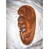 Polynesian/Ozeanisch Hawaii Geschnitzt Holz Tiki Hhead Wand Plakette von VastVintageVisions