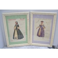 Vintage-Paar Gerahmte Original Gemalt Kostümen Skizzen Für Film/Spielen Vintage-Paar Gerahmte Original Gemalt Kostümen Skizzen Für Film/Spielen von VastVintageVisions