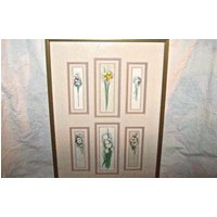Wunderschön Mattierte Und Gerahmte Vignetten Original Aquarell Floral Studien von VastVintageVisions