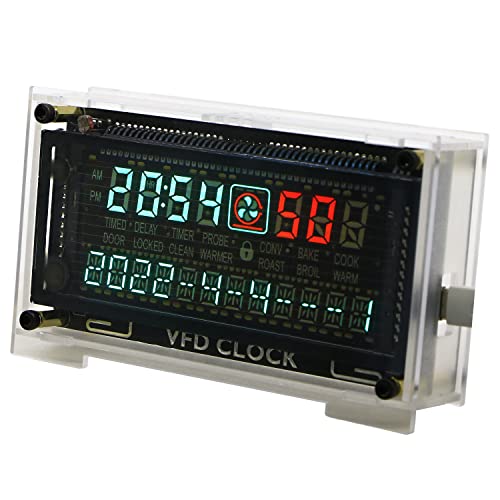 Vastarry Zweifarbige Vakuum-fluoreszierende Displayuhr VFD Uhr Retro elektronische VFD Digitaluhr mit Temperaturkompensationschip von Vastarry