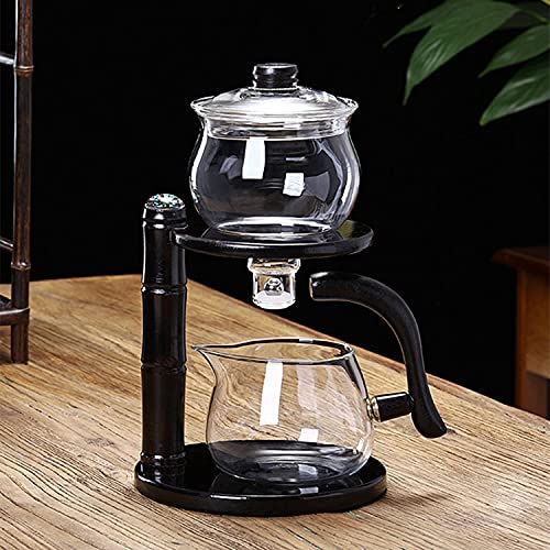 Vastate Faule Kungfu Glas teekanne eingestellt resistent Glas Tee Set Kaffee Set magnetische wasserumleitung rotierende abdeckungsschüssel halbautomatisch Tee Maker (Größe : Single) von Vastate