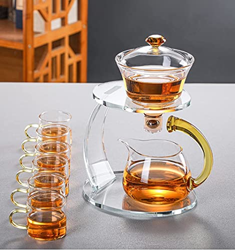 Vastate Faule Kungfu Glas teekanne eingestellt resistent Glas Tee Set Kaffee Set magnetische wasserumleitung rotierende abdeckungsschüssel halbautomatisch Tee Maker von Vastate