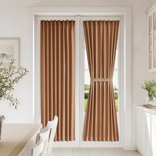 Vatge Terrakottafarbene Türvorhänge für Terrassentür, 183 cm Länge, Seitenlicht-Vorhänge für Haustür, 1 Paneel, B 63 x L 183 cm, Terrakotta von Vatge