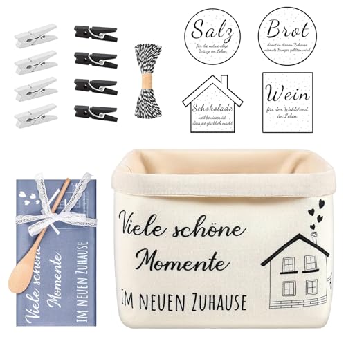 Bread Basket Housewarming Gifts Home Gift Brotkorb Einzugsgeschenk - IM NEUEN ZUHAUSE Geschenk zum Umzug, Brötchenkorb Brottasche 11er Set, Moderner Stoffkorb Weiß, Viel Freude für die neuen 4 Wände Bread Basket Housewarming Gifts Home Gift Brotkorb Einzugsgeschenk - IM NEUEN ZUHAUSE Geschenk zum Umzug, Brötchenkorb Brottasche 11er Set, Moderner Stoffkorb Weiß, Viel Freude für die neuen 4 Wände von Vauki