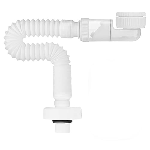 1 1/4 Zoll Raumsparsiphon – Geruchsdichter Einstellbarer Siphon Waschbecken mit Antibakteriell-Filter | Flexibles Abflussrohr & 270° Drehgelenk (Leichtes DIY-System, Weiß, Dauerhaftem Membranschutz) von Vauki