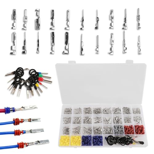 708 Stück Steckverbinder Pins Kit - Kfz Splice Stoßverbinder Pin 1/1.5/1.8-3.5mm，Steckverbinder Stossverbinder set，Mit Drahtdichtungen und Demontagewerkzeugen Für Motorräder, Autos und Schiffe von Vauki