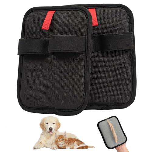 2 Stück Pet Hair Remover Glove,Fellmagnet Handschuhe, Doppelseitige Fellpflegehandschuh für Pets, Wiederverwendbare Statische Tierhaarentfernung Handschuhe, zum Waschen, Hair Removal, Fellpflege von Vauki