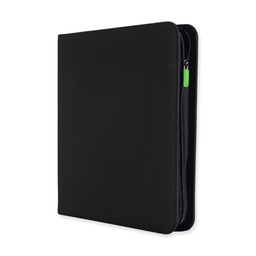 Vault X 12-Taschen-Trading-Kartenordner mit Reißverschluss, 480 Karten, Premium Exo-Tec-Albummaterial, 20 seitlich ladbare Seiten, Sammelordner für Sammelkartenspiele, Sportkarten, TCG (Schwarz) von Vault X