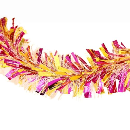 10 Stück Weihnachtsgirlande Lametta 9cm x 2m Bunte Glitzer Girlande Weihnachten Weihnachtsbaum Lametta Girlande Tinsel Garland Weihnachtsdeko Baumschmuck Christbaumschmuck,Rot Gold von Vayliro