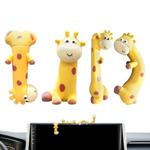 Vbnuyhim Auto-Bildschirm-, Schreibtisch- für Computer-Monitor | 4X Giraffen-Schreibtischspielzeug-Ornament,Kreative Selbstklebende Tierfiguren, Computermonitor- für von Vbnuyhim