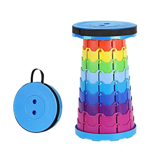 Vbvbip Runder Regenbogen-Klapphocker - Tragbarer Campinghocker/Leicht zusammenklappbar für Outdoor, Picknick, Strand, Reisen, Wandern - Langlebiges und kompaktes Design von Vbvbip