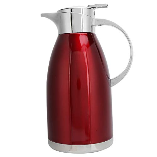 Vcedas 2L Thermokanne, Doppelwandiger Edelstahl-Vakuumisolationskessel für Kaffee, Tee (Rot) von Vcedas