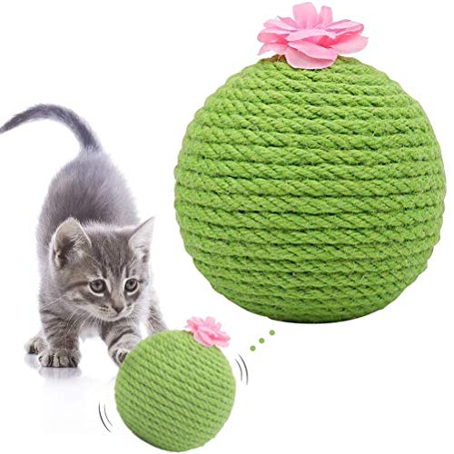 Vcedas Cat Scratch Board Katze Scratcher Ball Kaktus-Katzenkratzbaum Sisal Seil Katze Interaktive Spielzeug Anti-Scratch Lustiges rundes Kaktus-Spielzeug zum Spielen von Katzen von Vcedas