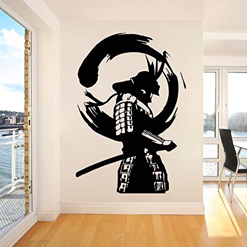 Vcnhln Samurai Vinyl Wandaufkleber Japanische Samurai Zen Kreis Samurai Asiatische Wandaufkleber Raumdekoration Tapete 83X57cm von Vcnhln