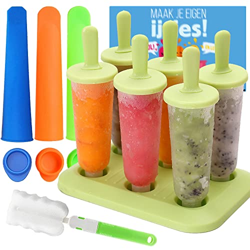 Vcumter 11 Stück Eisformen Eis am Stiel, Eis am Stiel Formen Popsicle Eislutscher Hersteller, wiederverwendbar Eisformen Eis am Stiel Formen für Kinder und Erwachsene Silikon BPA FREI, Grün von Vcumter