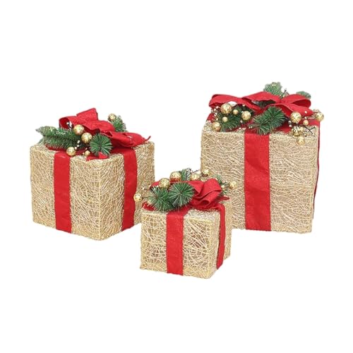 Set mit 3 Boxen mit Schleife, Geschenkbox, Ornament unter dem Baum, Paket für Weihnachten, Haus, Garten, Dekoration von Vdaxvme