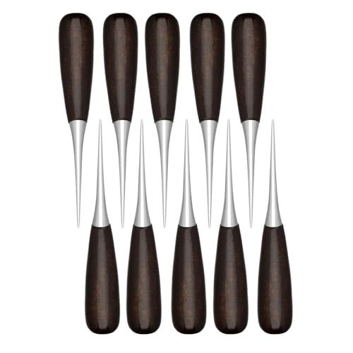 Vdaxvme 10pcs Heavy Duty Leder Awl Für Schuhreparaturleder Handwerksprojekt Holzgriff Nähen AWL Werkzeug Mit Metallspitzen Spitze Und Werkzeug Mit Holzgriff von Vdaxvme