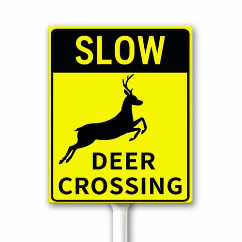 Langsames Hofschild mit Pfahl, langsamer Hirschübergang, Metallschild, Dirve Slow Beware of Deer, Sicherheitswarnschild, Geschwindigkeitskontrolle, Uhr für Rehkitz, Aluminiumschilder mit Pfahl, 18 x Langsames Hofschild mit Pfahl, langsamer Hirschübergang, Metallschild, Dirve Slow Beware of Deer, Sicherheitswarnschild, Geschwindigkeitskontrolle, Uhr für Rehkitz, Aluminiumschilder mit Pfahl, 18 x von Vdenvileye