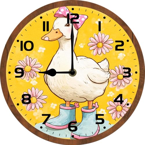 Wanduhr mit niedlicher Ente, 25,4 cm, leise, nicht tickende Heimdekoration, Küchendekoration, batteriebetrieben für Badezimmer, Schlafzimmer, Wohnzimmer, Büro, Wanduhren Wanduhr mit niedlicher Ente, 25,4 cm, leise, nicht tickende Heimdekoration, Küchendekoration, batteriebetrieben für Badezimmer, Schlafzimmer, Wohnzimmer, Büro, Wanduhren von Vdenvileye
