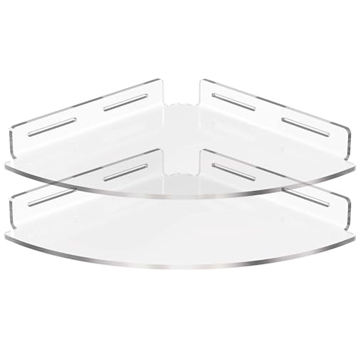 Vdomus Acryl Badezimmerregale | Transparente Duschablage für die Ecke | Selbstklebend | Duschregale für Fliesenwände | Duschablage ohne Bohren - 2er-Set von Vdomus