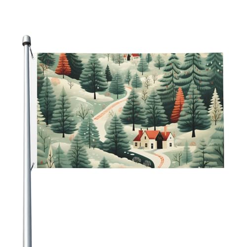 Flagge, 90 x 152 cm, doppelseitige Flagge, Haus und Baum, Allwetterflaggen für Hof, Outdoor-Dekoration, Urlaubsbanner von VducK