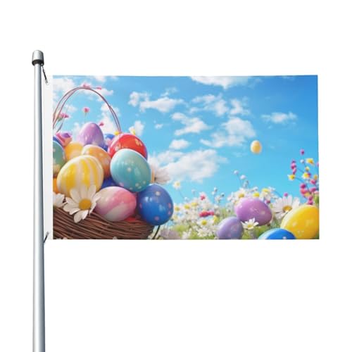 Flagge, 90 x 152 cm, doppelseitige Flagge, Ostereier, Blume, Allwetterflaggen für Hof, Outdoor-Dekoration, Urlaubsbanner von VducK