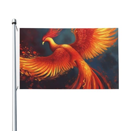Flagge, 90 x 152 cm, doppelseitige Flagge, orange-rot, Phoenix, Allwetterflaggen für Hof, Outdoor-Dekoration, Urlaubsbanner von VducK