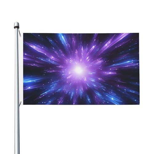Flagge, 90 x 152 cm, doppelseitige Flagge, violett, blaue Lichtstrahlen, Allwetterflaggen für Hof, Outdoor-Dekoration, Urlaubsbanner von VducK