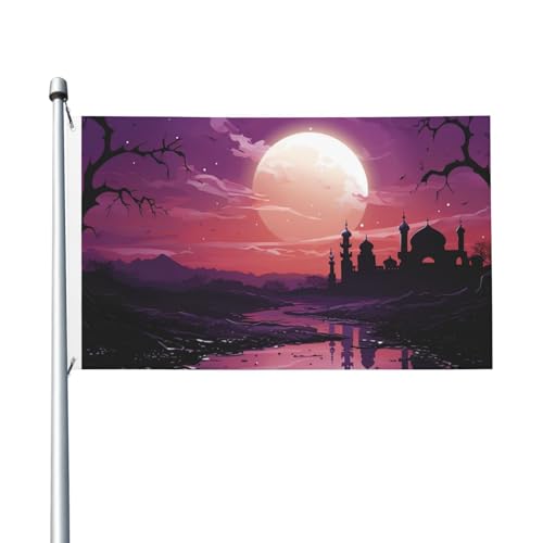 Flagge, 90 x 152 cm, doppelseitige Flagge, violett bei Dämmerung, Allwetterflaggen für Hof, Outdoor-Dekoration, Urlaubsbanner von VducK