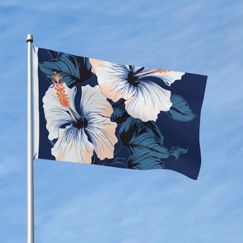 Flagge, 90 x 152 cm, doppelseitige Outdoor-Flagge, Hibiskus, Vektorflaggen, Banner für Hof, Outdoor-Dekoration von VducK