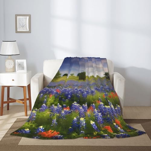 Flanelldecke Sofa Bluebonnets Landschaft Überwurf Decke Überwurf Weiche Überwürfe für Reisen Flauschige Decke Mikrofaser Decken und Überwürfe für Sofa Bett und Couch von VducK