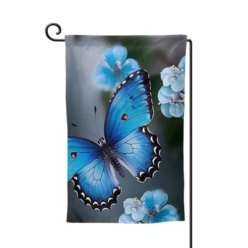 Gartenflagge, 31,8 x 45,7 cm, blaue Schmetterlings-Blume, saisonale Gartenflagge, doppelseitige dekorative Flagge, kleine Hofflagge für Urlaub, Outdoor-Dekorationen von VducK