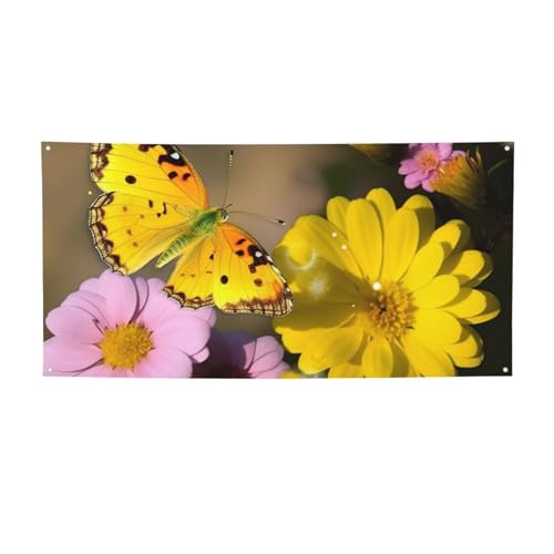 Gelber Schmetterling und Blume gedruckt Banner Schild personalisierte Dekorationen Hintergrund Party Supplies Banner Dekoration für drinnen und draußen Veranstaltungen Einzelhandel Geburtstag von VducK