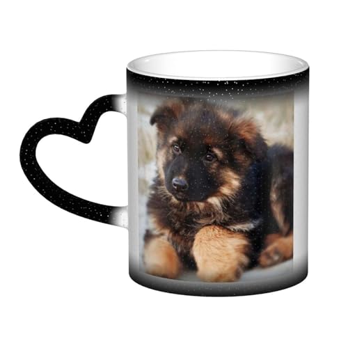 VducK Deutscher Schäferhund Bedruckte Farbwechsel Tasse Kaffeetasse Keramik Kaffeetassen Kreative Tasse Kaffee Magische Tassen Magische Teetasse Becher von VducK