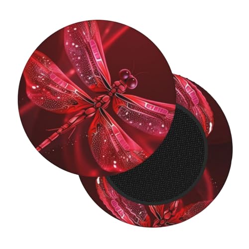 VducK Runde Barhocker Hussen Rote Libelle Barhocker Bezug Superweich und Waschbar Runder Stuhlbezug mit Gummiband für 30-35cm Barhocker von VducK