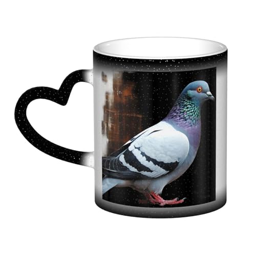 VducK Tasse mit Tauben-Druck, Farbwechsel, 325 ml, personalisierbar, magische Tasse, Teetasse, Keramik-Kaffeetasse, wärmeaktivierte Farbwechsel-Tasse von VducK